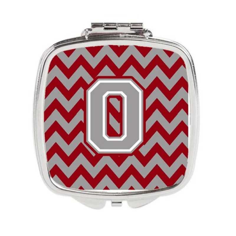 Carolines Treasures CJ1043-OSCM Letter O Chevron Crimson & Grey Compact Mirror