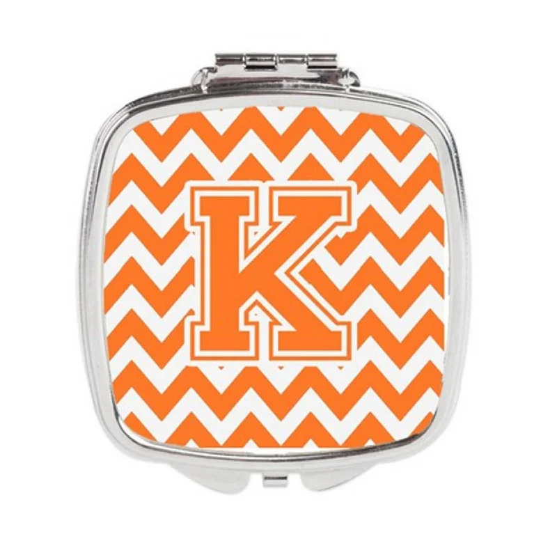 Carolines Treasures CJ1046-KSCM Letter K Chevron Orange & White Compact Mirror