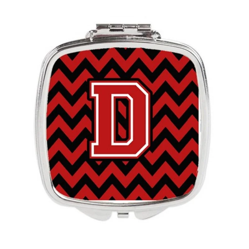 Carolines Treasures CJ1047-DSCM Letter D Chevron Black & Red Compact Mirror