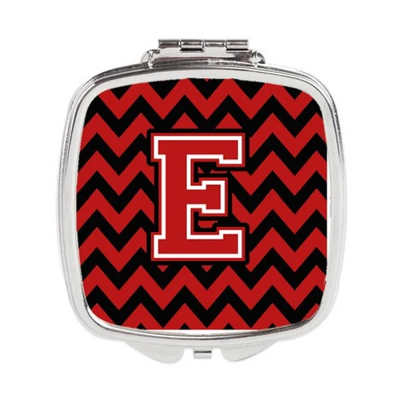 Carolines Treasures CJ1047-ESCM Letter E Chevron Black & Red Compact Mirror