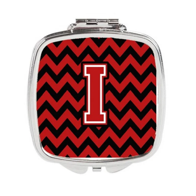 Carolines Treasures CJ1047-ISCM Letter I Chevron Black & Red Compact Mirror