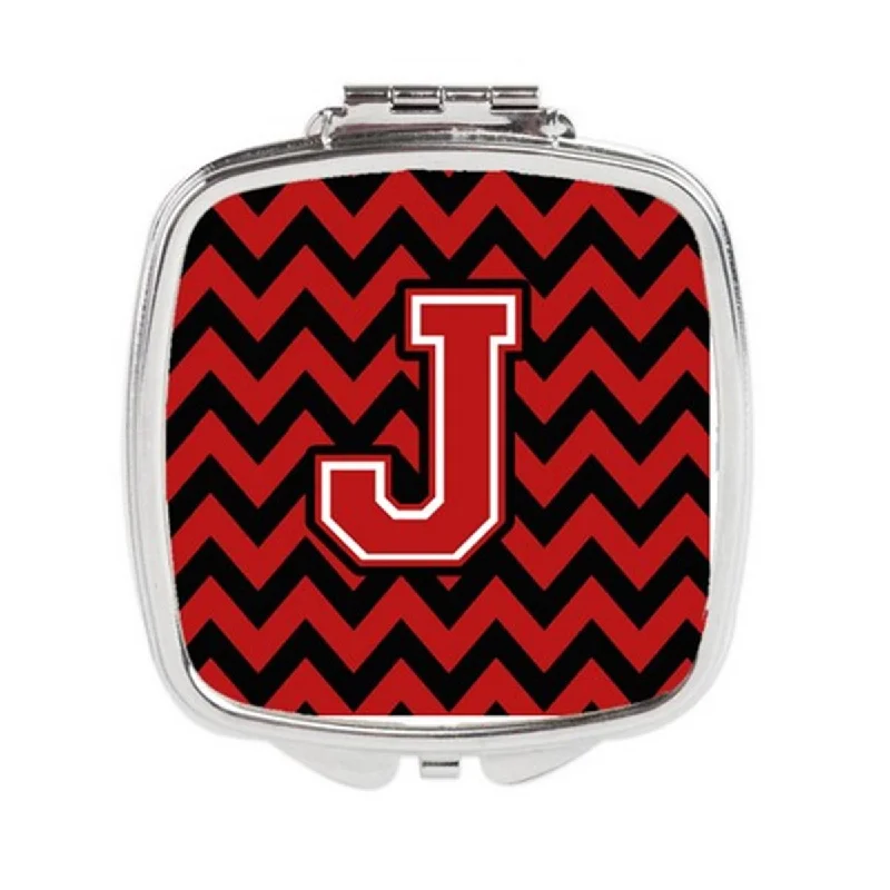 Carolines Treasures CJ1047-JSCM Letter J Chevron Black & Red Compact Mirror