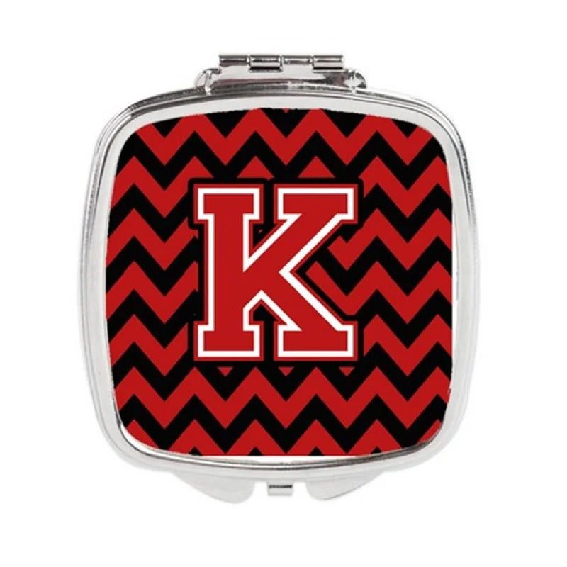 Carolines Treasures CJ1047-KSCM Letter K Chevron Black & Red Compact Mirror