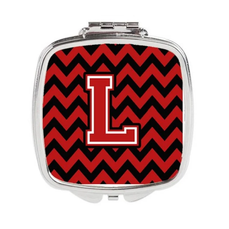 Carolines Treasures CJ1047-LSCM Letter L Chevron Black & Red Compact Mirror