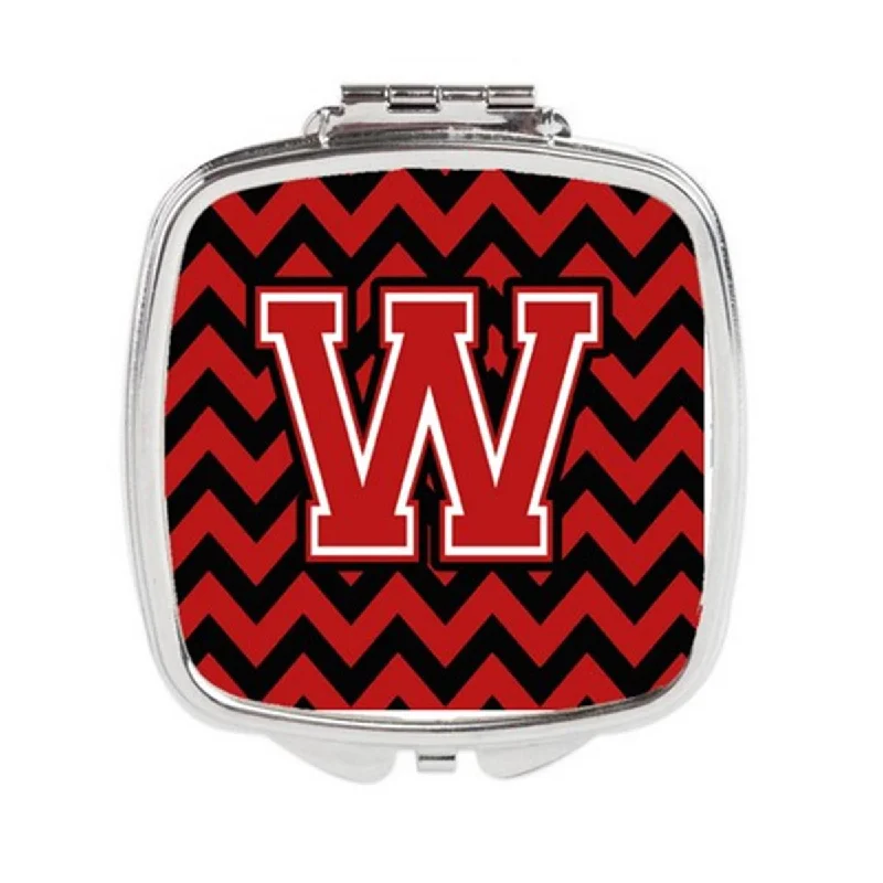 Carolines Treasures CJ1047-WSCM Letter W Chevron Black & Red Compact Mirror