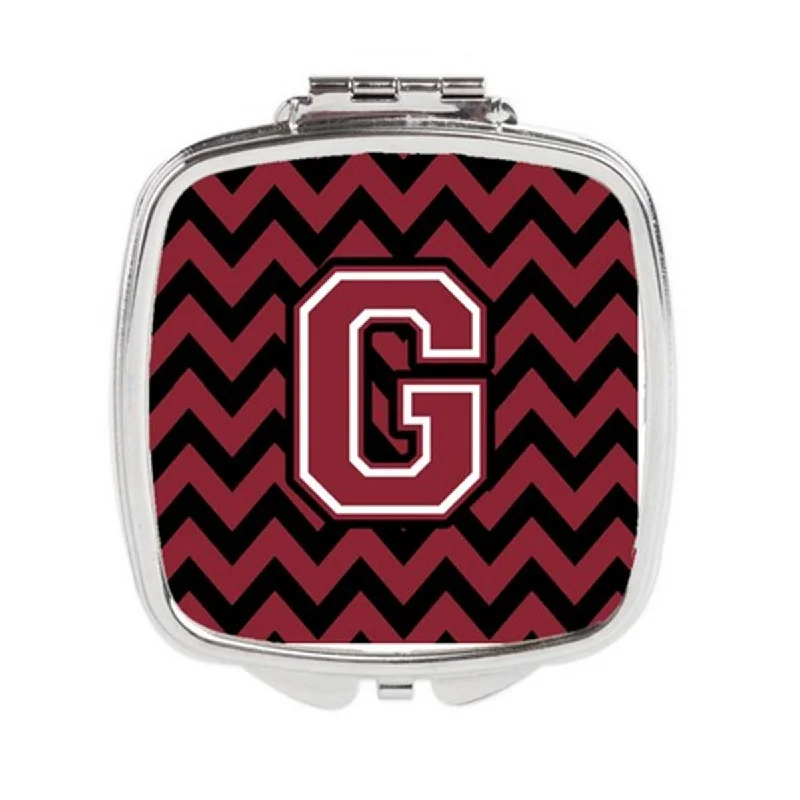 Carolines Treasures CJ1052-GSCM Letter G Chevron Garnet & Black Compact Mirror