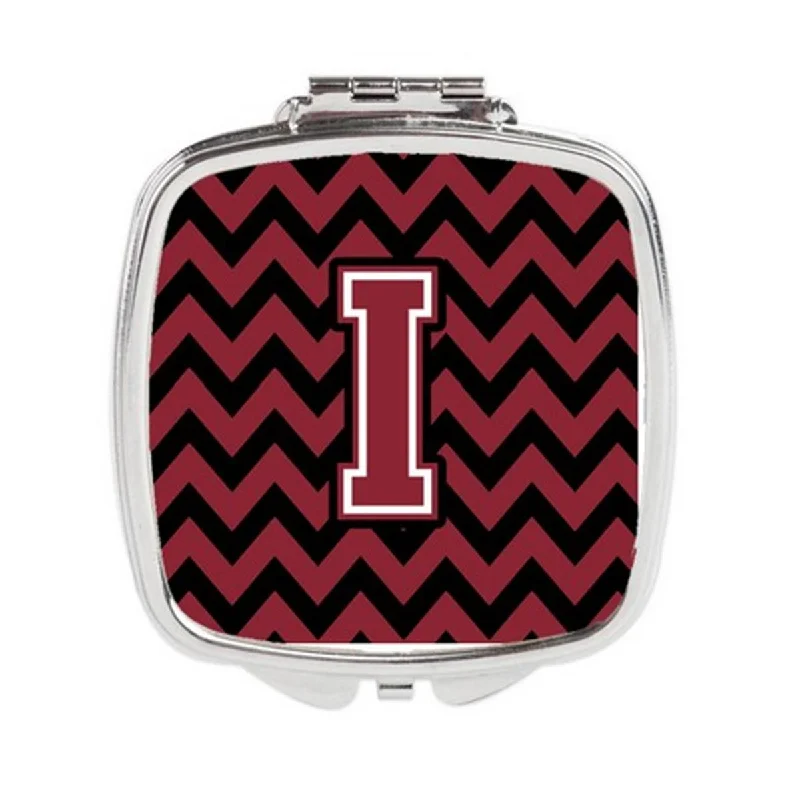 Carolines Treasures CJ1052-ISCM Letter I Chevron Garnet & Black Compact Mirror