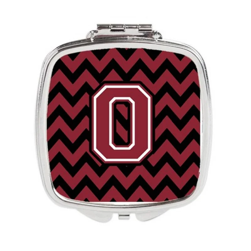 Carolines Treasures CJ1052-OSCM Letter O Chevron Garnet & Black Compact Mirror