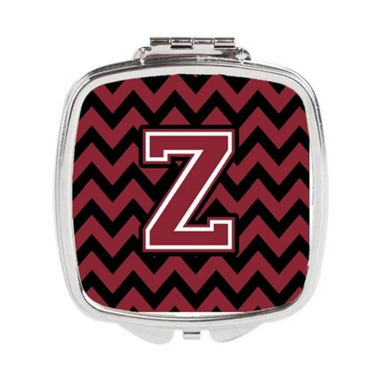 Carolines Treasures CJ1052-ZSCM Letter Z Chevron Garnet & Black Compact Mirror