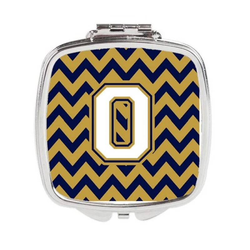 Carolines Treasures CJ1057-OSCM Letter O Chevron Navy Blue & Gold Compact Mirror