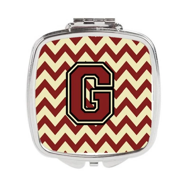 Carolines Treasures CJ1061-GSCM Letter G Chevron Maroon & Gold Compact Mirror