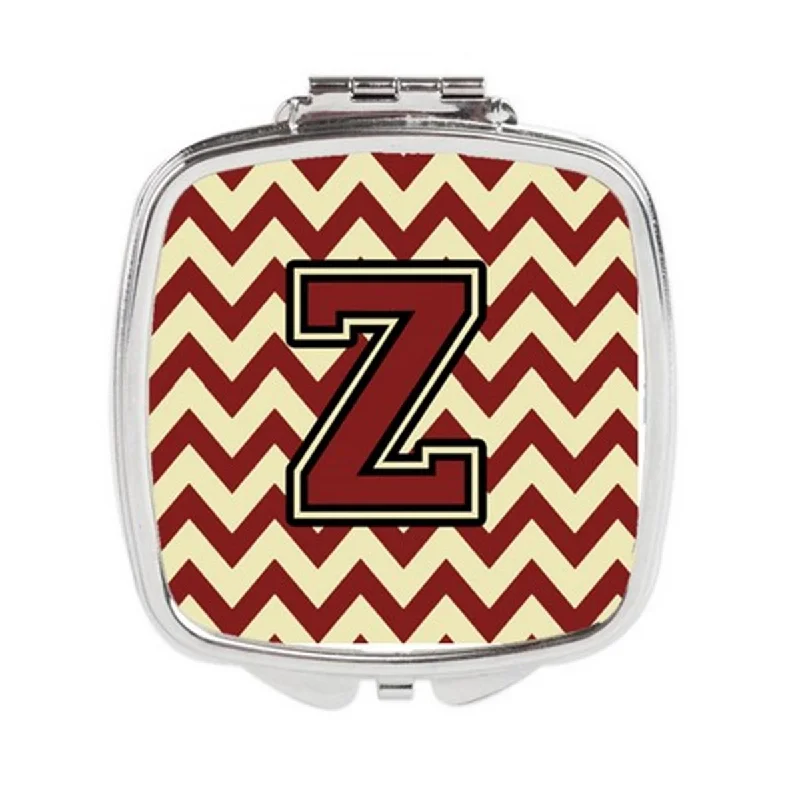 Carolines Treasures CJ1061-ZSCM Letter Z Chevron Maroon & Gold Compact Mirror