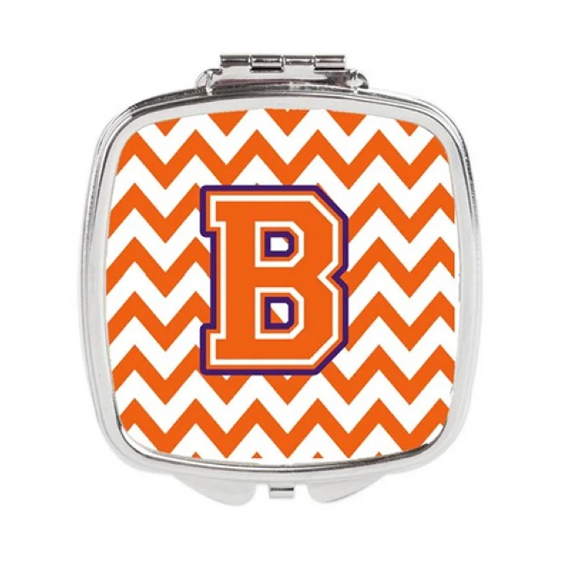 Carolines Treasures CJ1062-BSCM Letter B Chevron Orange & Regalia Compact Mirror