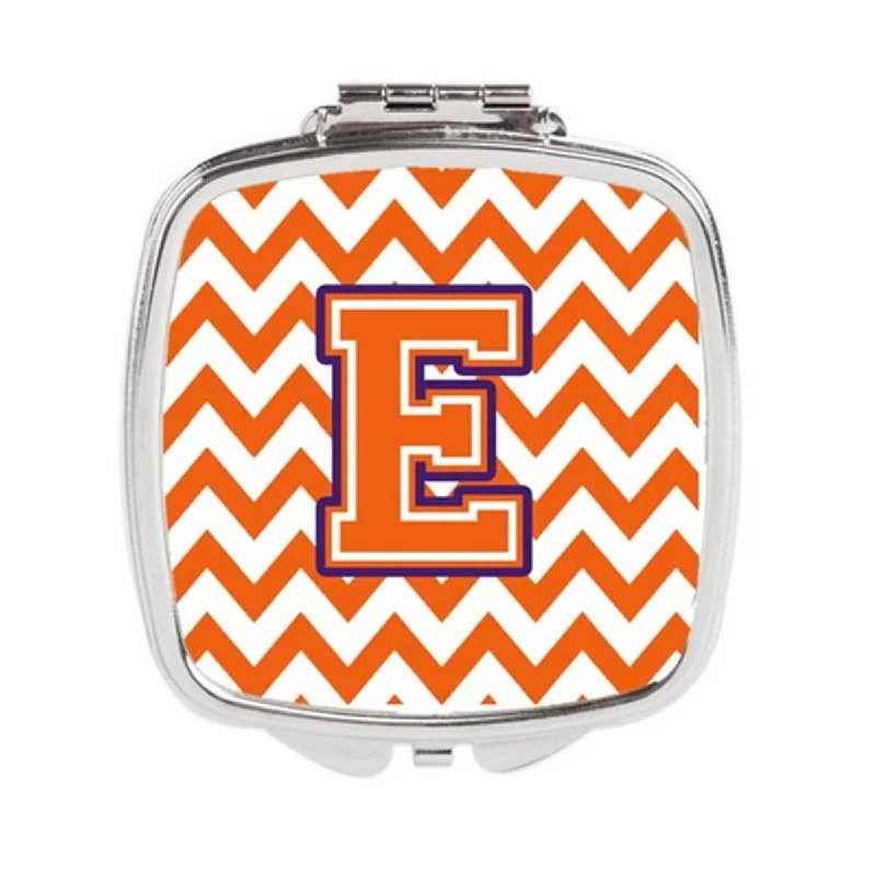 Carolines Treasures CJ1062-ESCM Letter E Chevron Orange & Regalia Compact Mirror