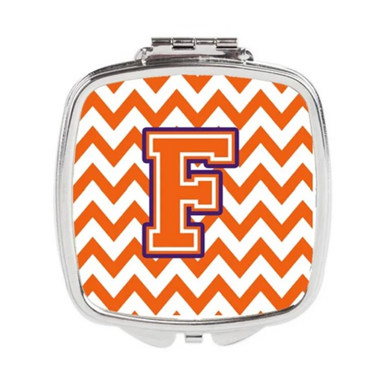 Carolines Treasures CJ1062-FSCM Letter F Chevron Orange & Regalia Compact Mirror