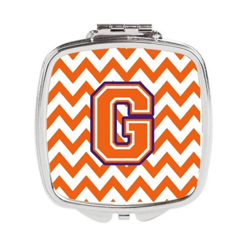 Carolines Treasures CJ1062-GSCM Letter G Chevron Orange & Regalia Compact Mirror