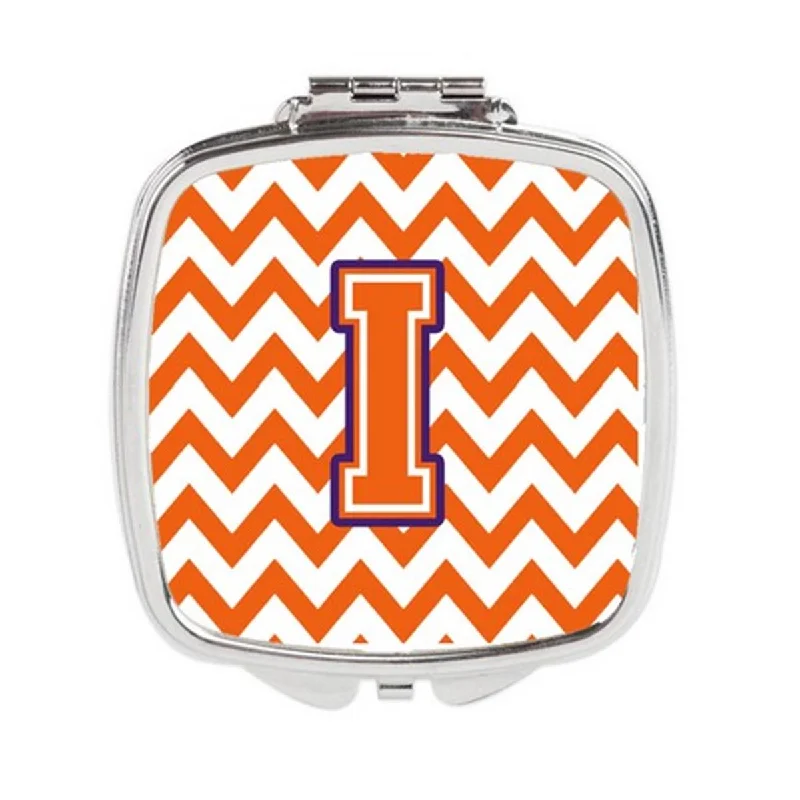 Carolines Treasures CJ1062-ISCM Letter I Chevron Orange & Regalia Compact Mirror