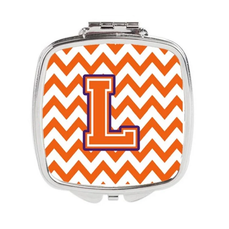 Carolines Treasures CJ1062-LSCM Letter L Chevron Orange & Regalia Compact Mirror