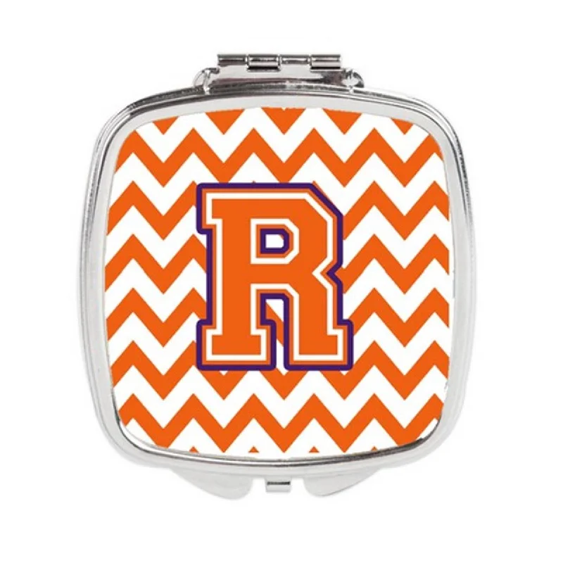 Carolines Treasures CJ1062-RSCM Letter R Chevron Orange & Regalia Compact Mirror