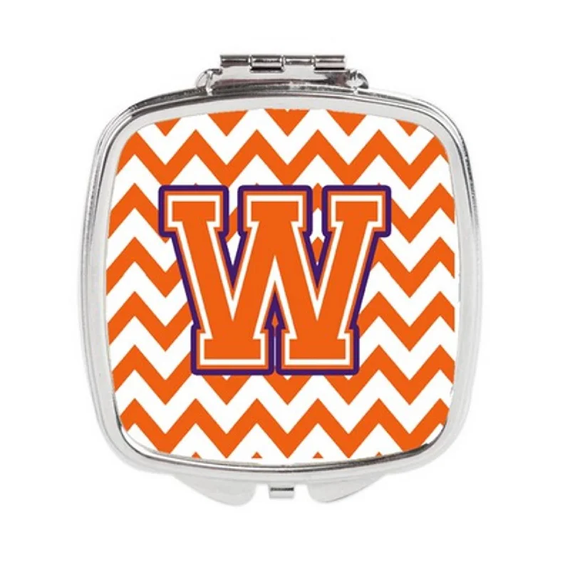 Carolines Treasures CJ1062-WSCM Letter W Chevron Orange & Regalia Compact Mirror