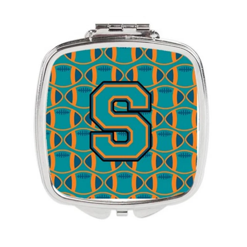 Carolines Treasures CJ1063-SSCM Letter S Football Aqua, Orange & Marine Blue Compact Mirror