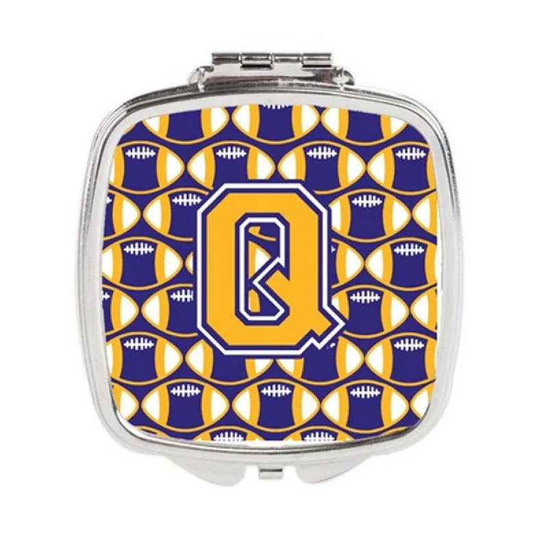 Carolines Treasures CJ1064-QSCM Letter Q Football Purple & Gold Compact Mirror