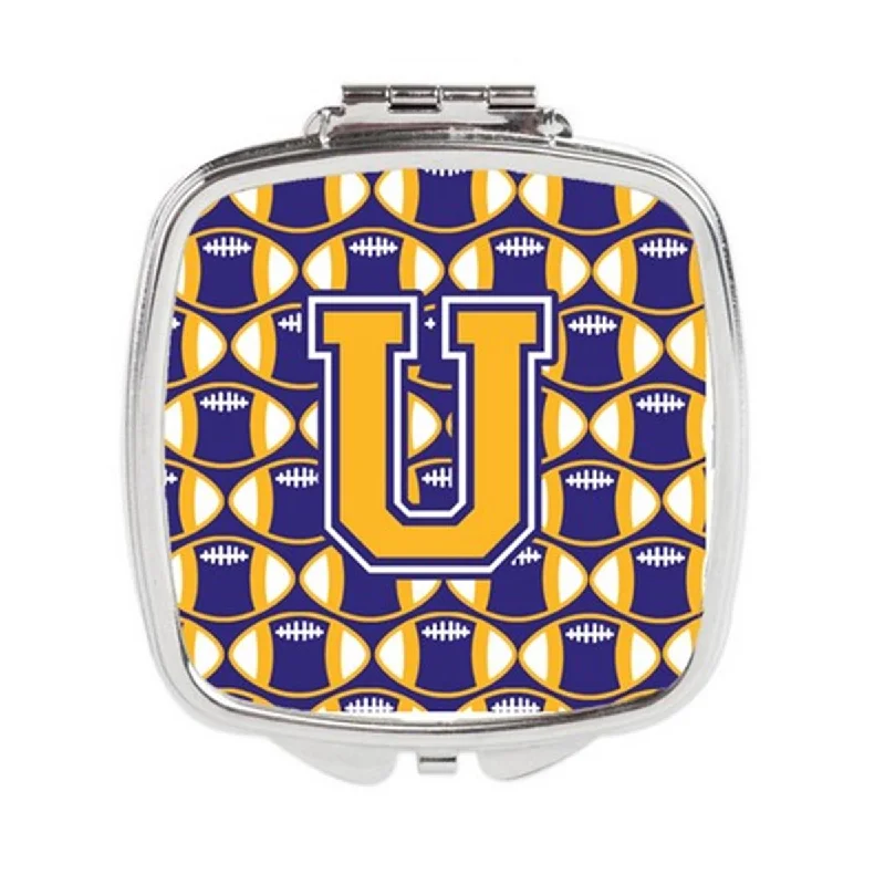 Carolines Treasures CJ1064-USCM Letter U Football Purple & Gold Compact Mirror