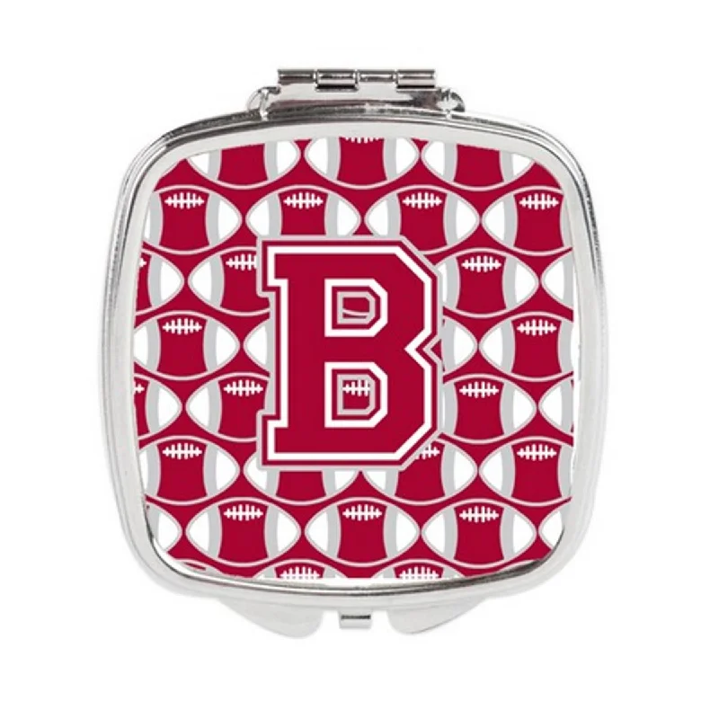 Carolines Treasures CJ1065-BSCM Letter B Football Crimson, Grey & White Compact Mirror