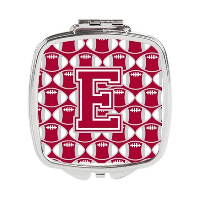 Carolines Treasures CJ1065-ESCM Letter E Football Crimson, Grey & White Compact Mirror