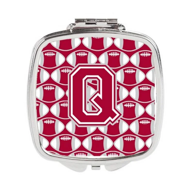 Carolines Treasures CJ1065-QSCM Letter Q Football Crimson, Grey & White Compact Mirror