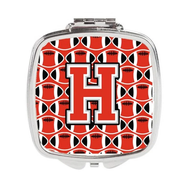 Carolines Treasures CJ1067-HSCM Letter H Football Scarlet & Grey Compact Mirror