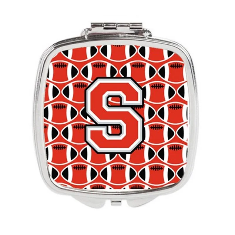 Carolines Treasures CJ1067-SSCM Letter S Football Scarlet & Grey Compact Mirror