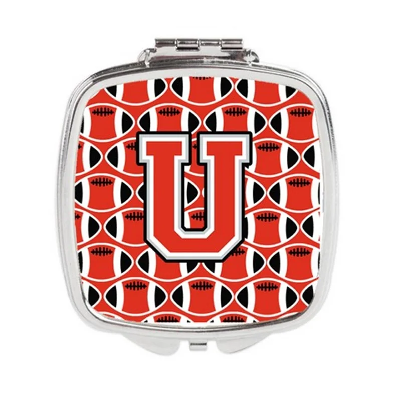 Carolines Treasures CJ1067-USCM Letter U Football Scarlet & Grey Compact Mirror