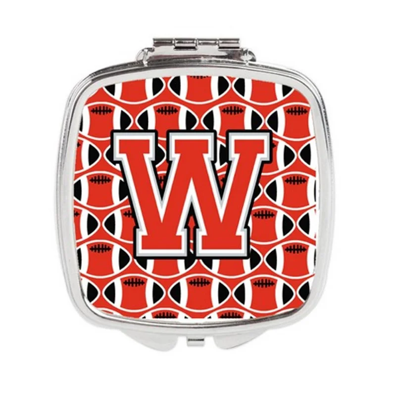 Carolines Treasures CJ1067-WSCM Letter W Football Scarlet & Grey Compact Mirror