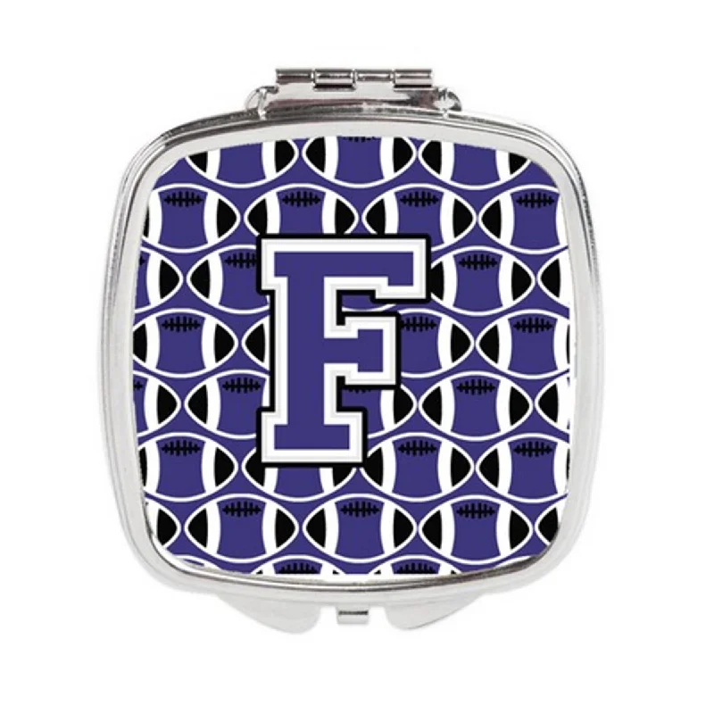 Carolines Treasures CJ1068-FSCM Letter F Football Purple & White Compact Mirror