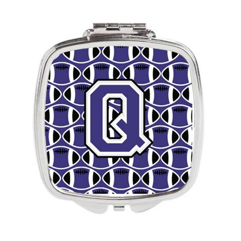 Carolines Treasures CJ1068-QSCM Letter Q Football Purple & White Compact Mirror