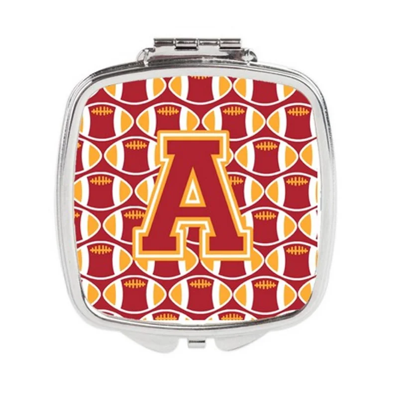 Carolines Treasures CJ1070-ASCM Letter A Football Cardinal & Gold Compact Mirror