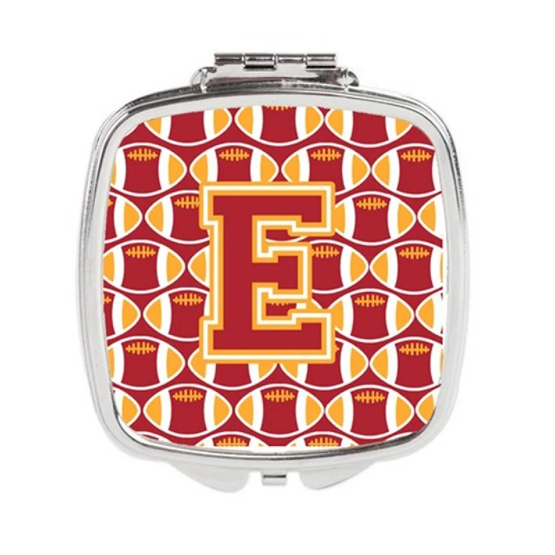 Carolines Treasures CJ1070-ESCM Letter E Football Cardinal & Gold Compact Mirror