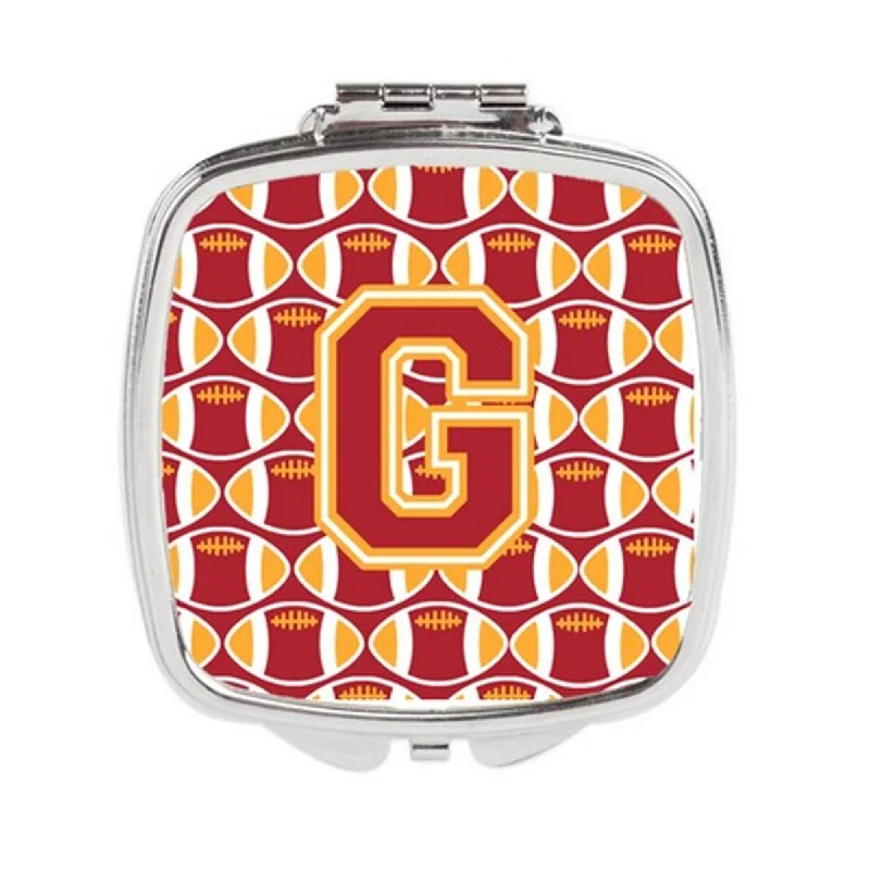 Carolines Treasures CJ1070-GSCM Letter G Football Cardinal & Gold Compact Mirror