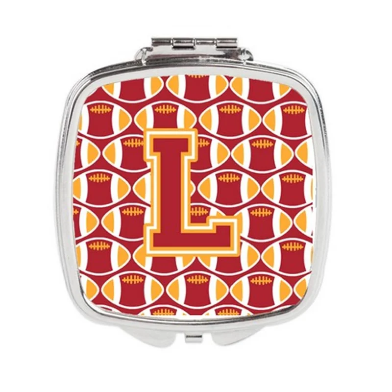 Carolines Treasures CJ1070-LSCM Letter L Football Cardinal & Gold Compact Mirror