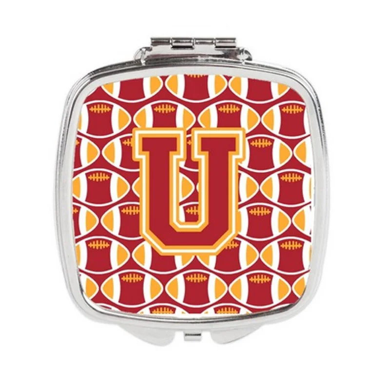 Carolines Treasures CJ1070-USCM Letter U Football Cardinal & Gold Compact Mirror