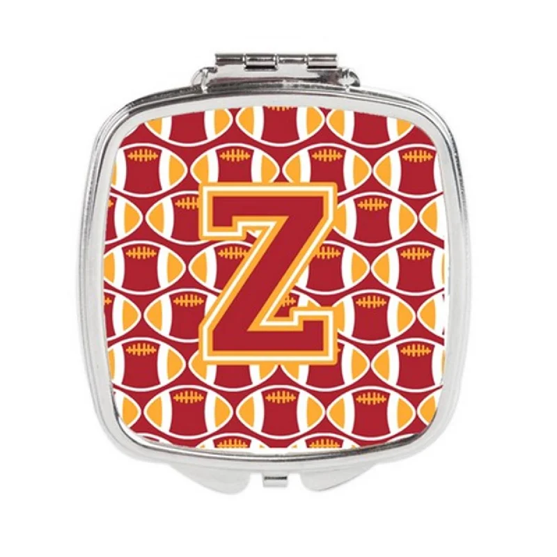 Carolines Treasures CJ1070-ZSCM Letter Z Football Cardinal & Gold Compact Mirror