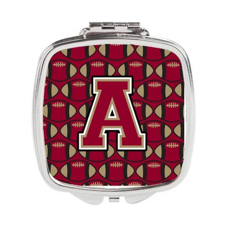 Carolines Treasures CJ1078-ASCM Letter A Football Garnet & Gold Compact Mirror