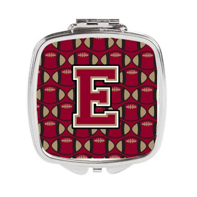 Carolines Treasures CJ1078-ESCM Letter E Football Garnet & Gold Compact Mirror