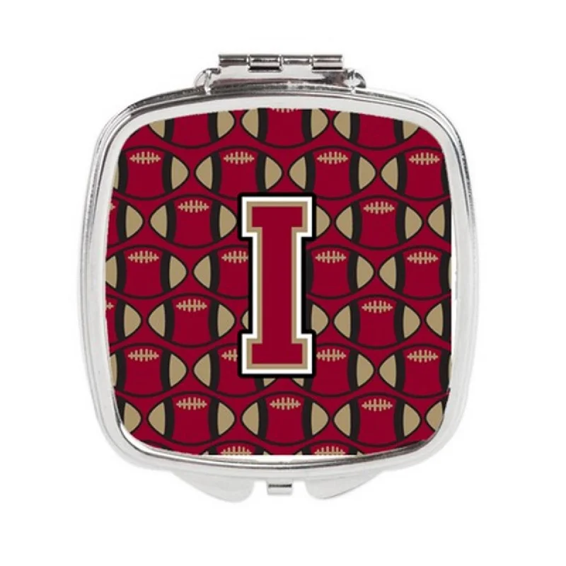 Carolines Treasures CJ1078-ISCM Letter I Football Garnet & Gold Compact Mirror