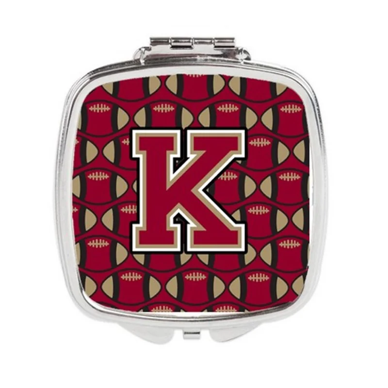 Carolines Treasures CJ1078-KSCM Letter K Football Garnet & Gold Compact Mirror