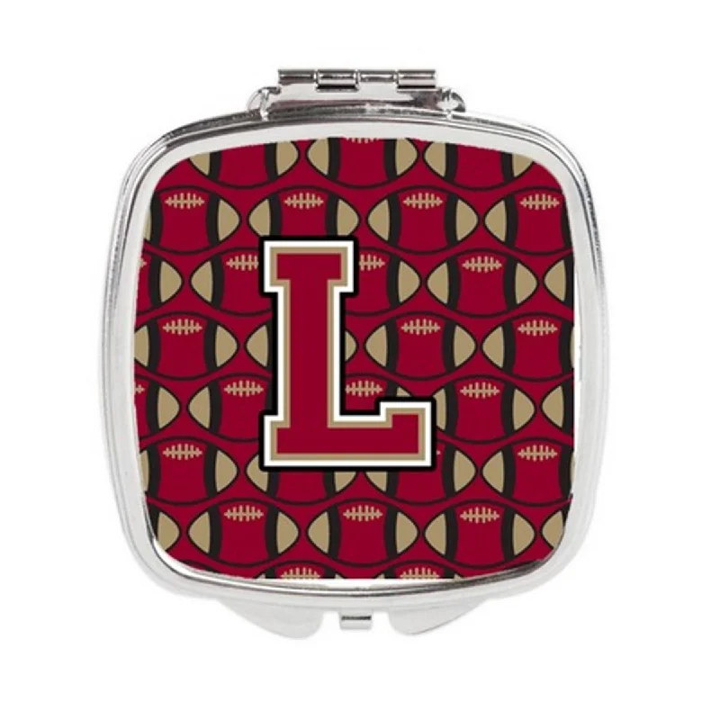 Carolines Treasures CJ1078-LSCM Letter L Football Garnet & Gold Compact Mirror