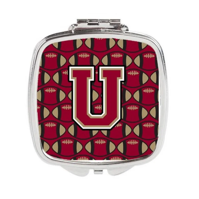 Carolines Treasures CJ1078-USCM Letter U Football Garnet & Gold Compact Mirror