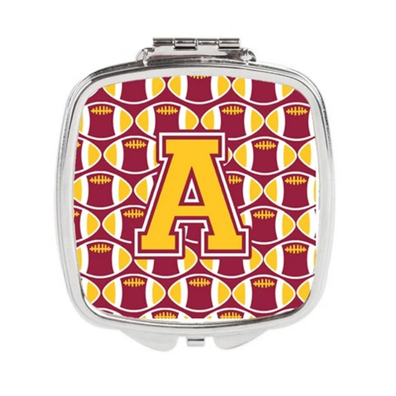 Carolines Treasures CJ1081-ASCM Letter A Football Maroon & Gold Compact Mirror