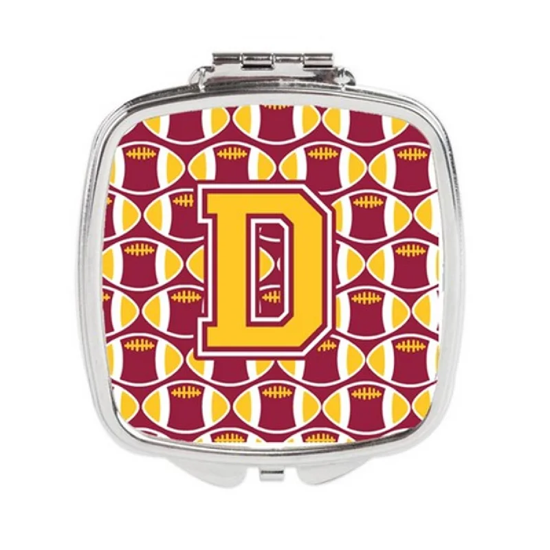 Carolines Treasures CJ1081-DSCM Letter D Football Maroon & Gold Compact Mirror